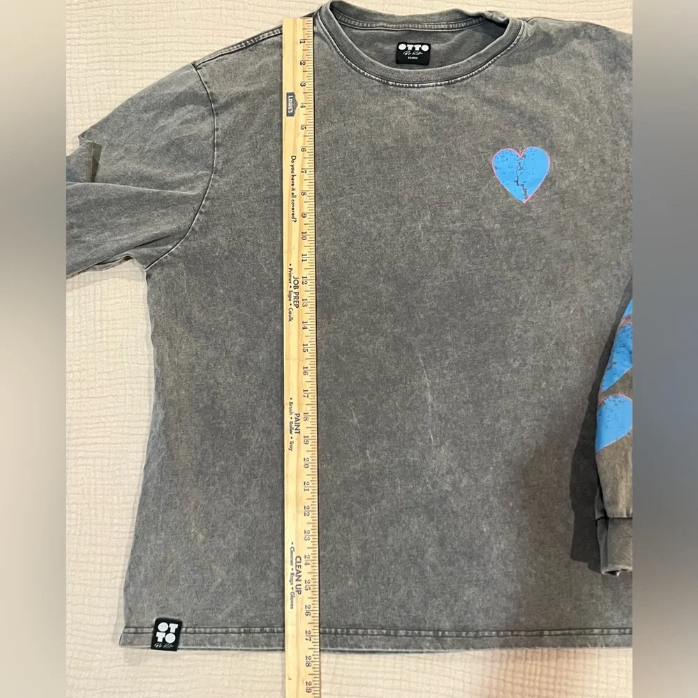 OTTO by kris Duct Taped Heart Long Sleeve Crewneck Tee Blue Heart Accents Sz XXL - Picture 12 of 15